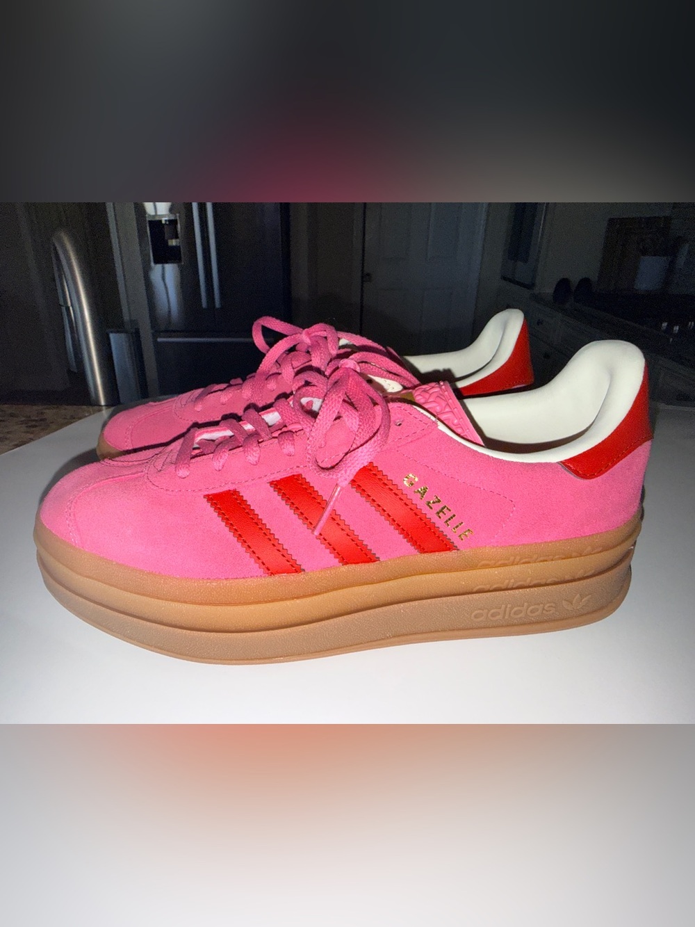 Adidas Gazelle Bold Platform
Womens/Kids - Rose Tone/Better Scarlet/Cream White